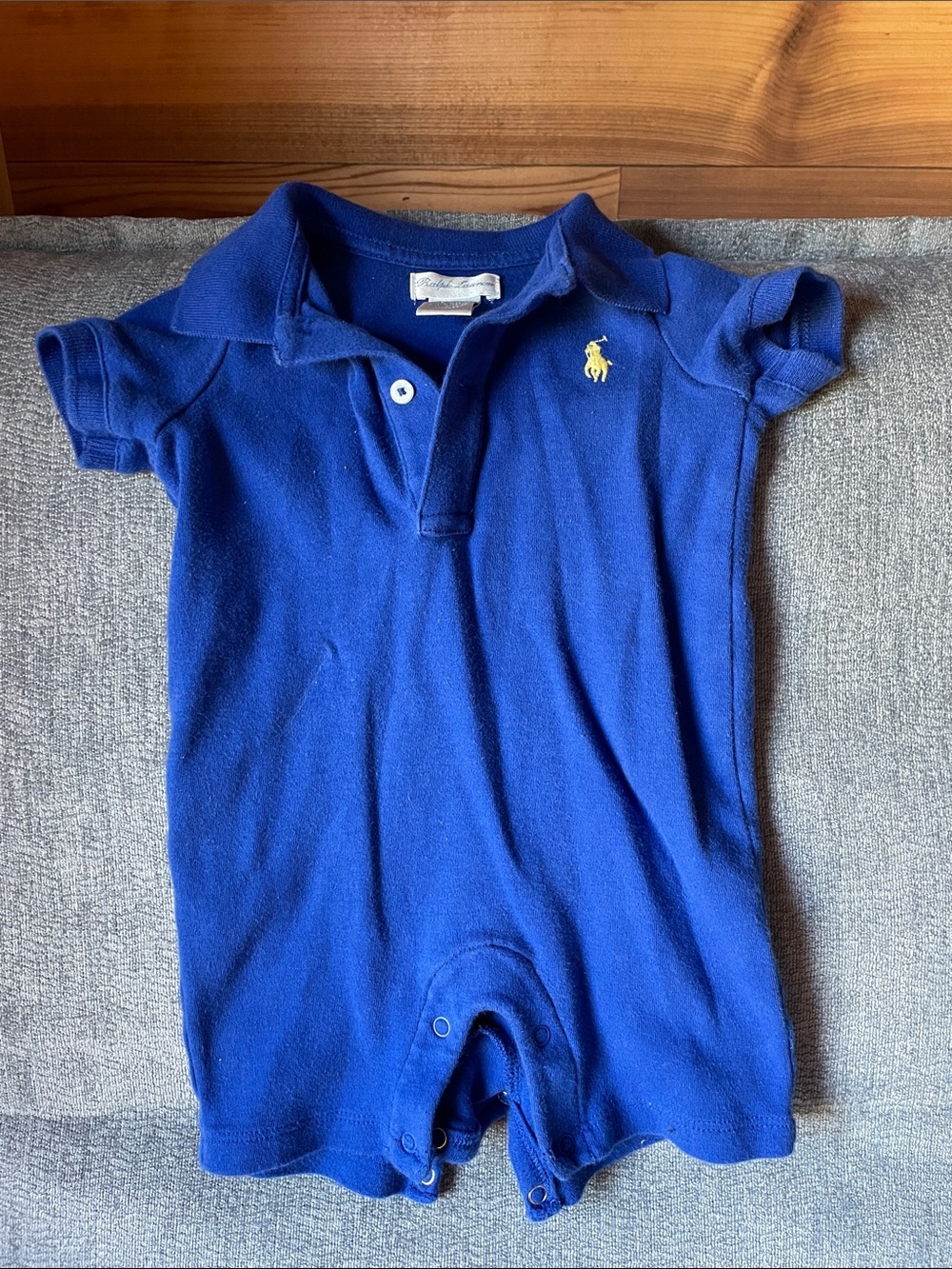 Ralph Lauren Royal Blue Collared Baby Onesie
